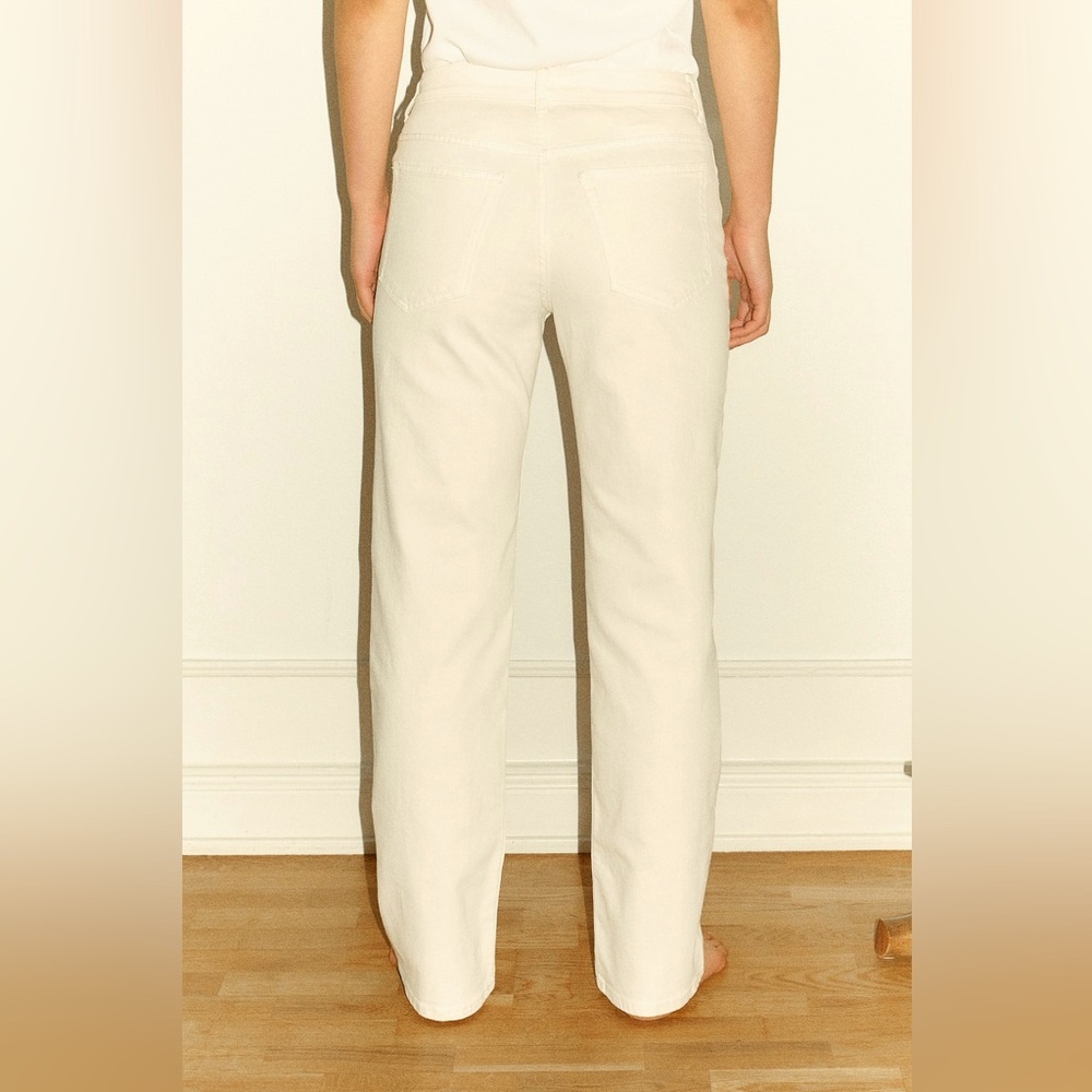 Cream Straight-Leg Jeans